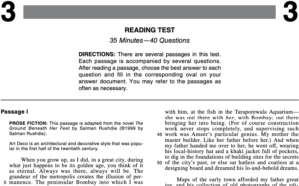 ACT Practice Test 2015-2019 1572CPRE Reading Test Page 1