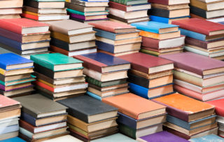 stacks of many colorful books