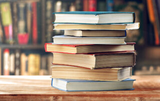 A stack of books on a table