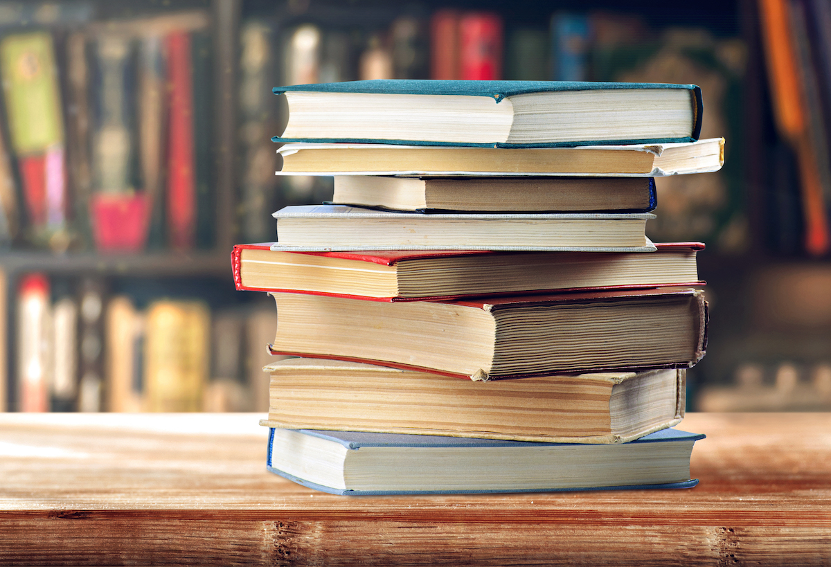 A stack of books on a table