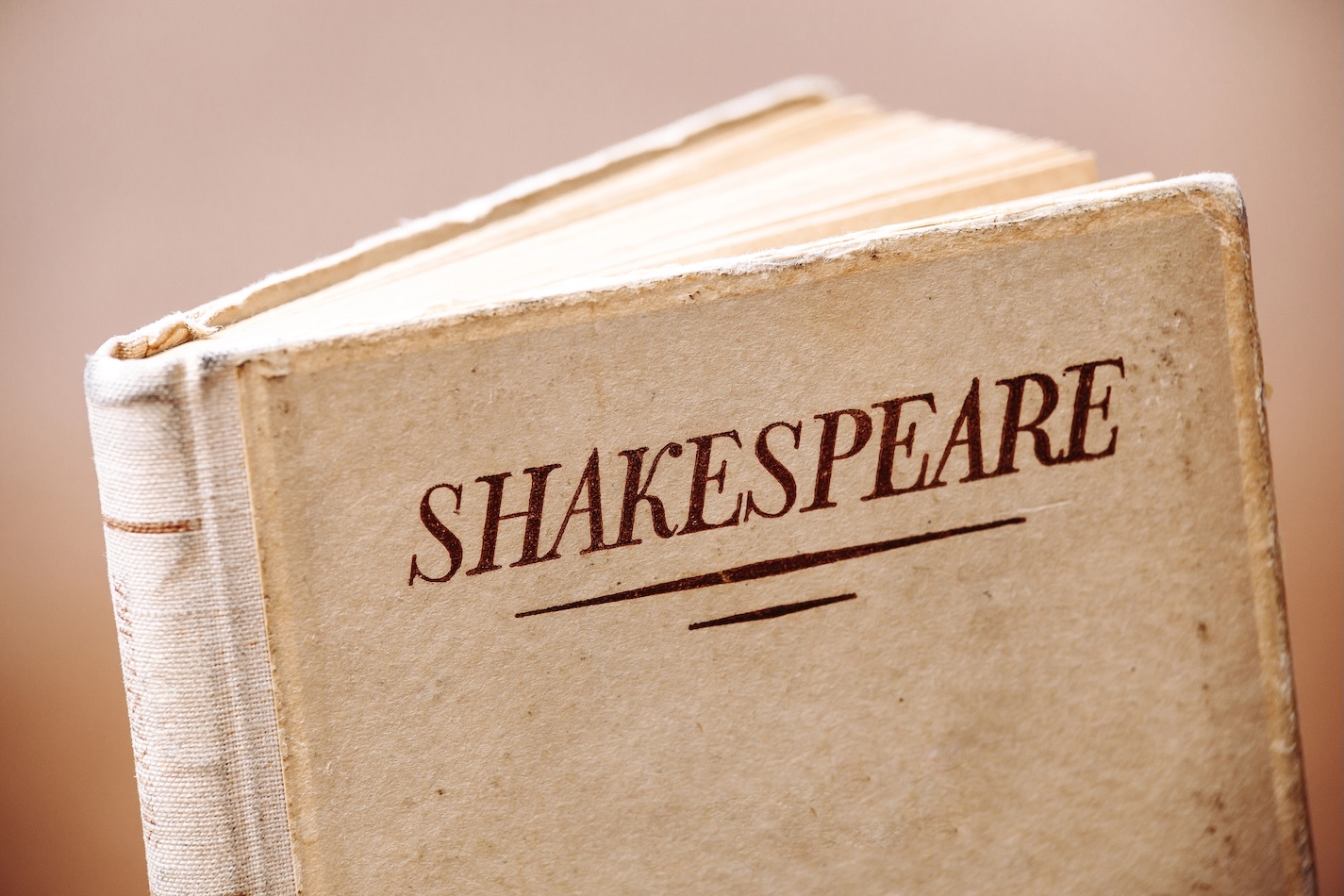 An old book titled Shakespeare, symbolizing his monumental contribution to English literature